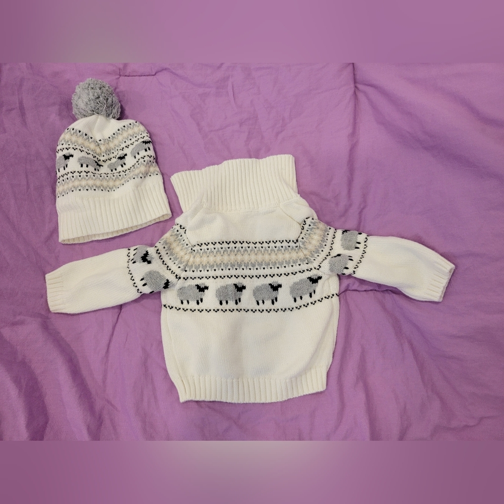 Janie And Jack Knit Sweater And Hat Set 3-6M - Picture 2 of 5